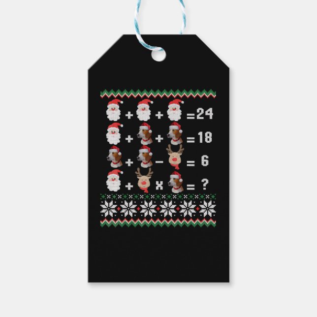Math Teacher Christmas HARRIER Gift Tags (Front)