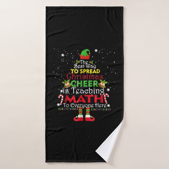 Math Teacher Christmas Shirt Elf Christmas Cheer Bath Towel (Bath Towel)