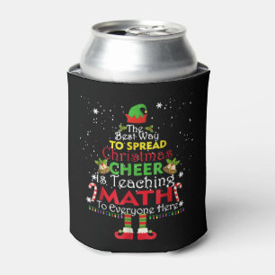 Math Teacher Christmas Shirt Elf Christmas Cheer Can Cooler