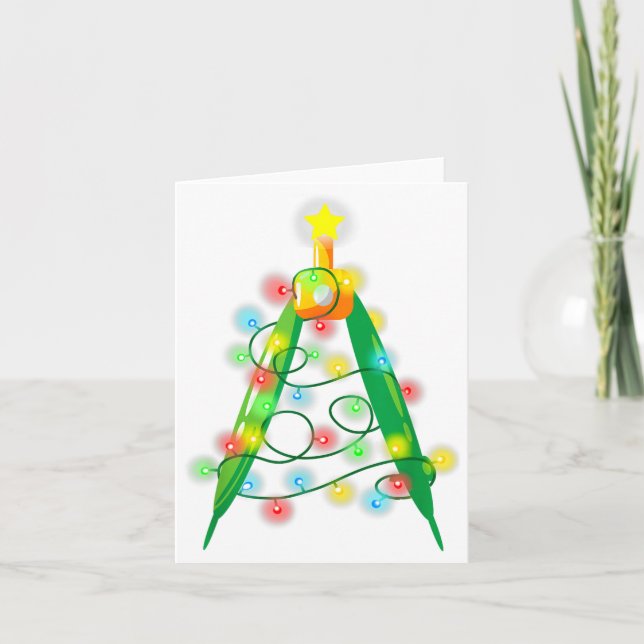 Math Teacher Comp Christmas Tree Lights School Geo Card (Front)