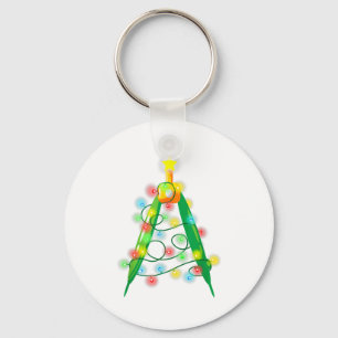 Math Teacher Comp Christmas Tree Lights School Geo Key Ring