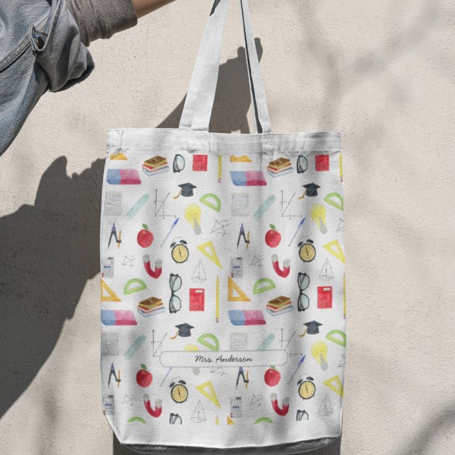 Math Teacher Custom Colourful Tote Bag (Creator Uploaded)