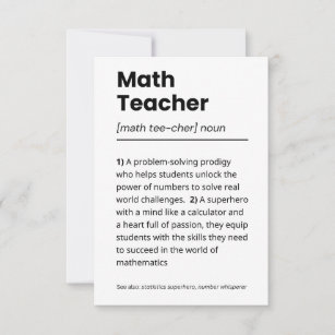 Math Teacher Definition, Math Teacher Appreciation Thank You Card
