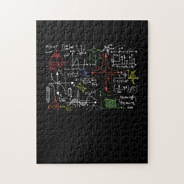 Math Teacher Formulas Cheat Sheet Cool Geek Nerd Jigsaw Puzzle (Vertical)