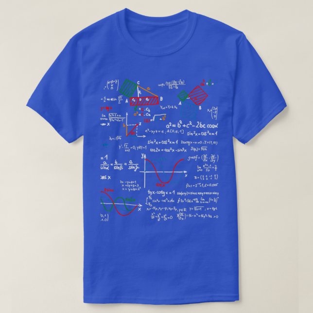 Math teacher formulas cheat sheet cool geek nerd T-Shirt (Design Front)