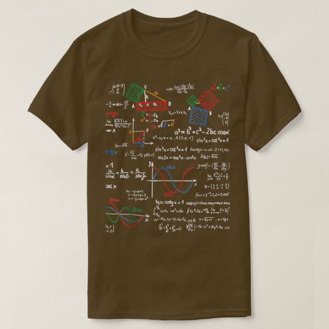 Math Teacher Formulas Cheat Sheet Cool Geek Nerd T T-Shirt (Design Front)