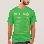 Math Teacher Funny Mathematics Nutrition Label in  T-Shirt<br><div class="desc">Math Teacher Funny Mathematics Nutrition Label in Gold  .Great shirt for yourself,  family,  grandpa,  grandma,  grandmother,  grandfather,  mom,  dad,  sister,  brother,  uncle,  aunt,  men,  women or anyone</div>