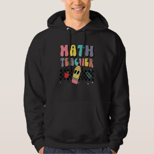 Math Teacher Happy 100 Days Of School Retro Groovy Hoodie