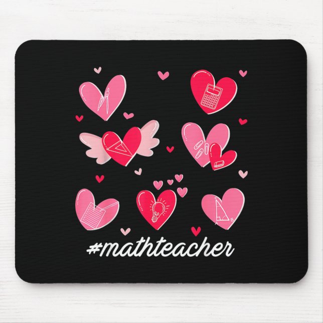 Math Teacher Heart Valentines Day Mathematics Teac Mouse Pad (Front)
