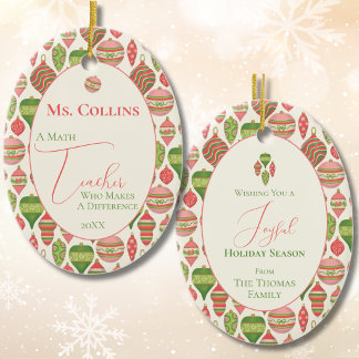 Math Teacher Holiday 2-Sided Personalised Ceramic Tree Decoration