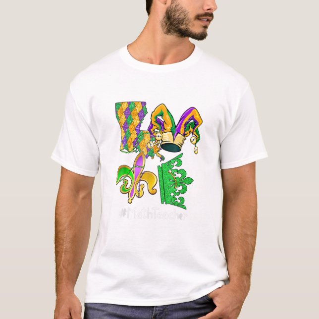 Math Teacher Mardi Gras Party T-Shirt (Front)
