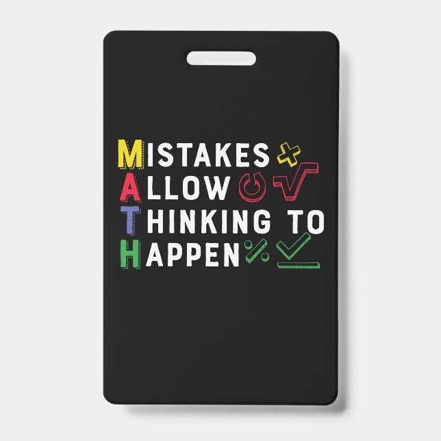 Math Teacher Math Allow Happen ID Badge (Front)