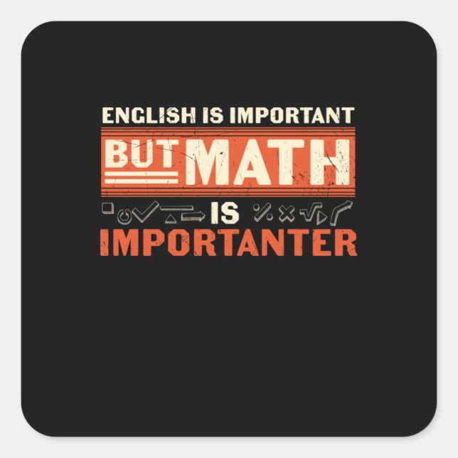 Math Teacher Math Is Importanter Square Sticker (Front)