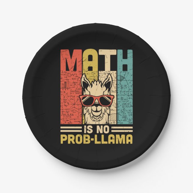 Math Teacher Math Is No Problem Paper Plate (Front)