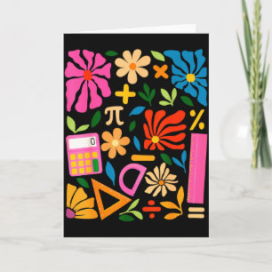 Math Teacher Mathematics Pi Day Boho Floral Back T Card