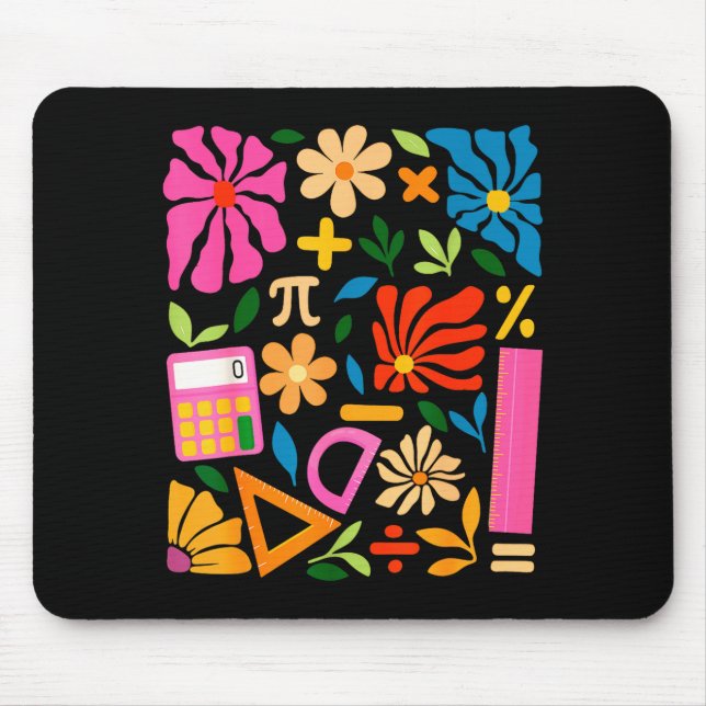 Math Teacher Mathematics Pi Day Boho Floral Back T Mouse Pad (Front)