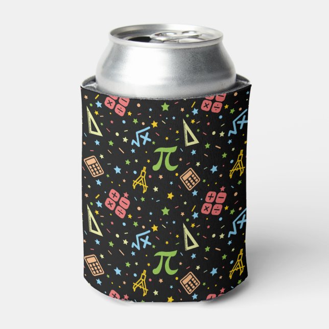 Math Teacher - Mathematics Symbols Pattern Can Cooler (Can Front)