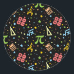 Math Teacher - Mathematics Symbols Pattern Classic Round Sticker<br><div class="desc">Colourful math instrument tools,  symbols,  dots and star sprinkles make a simple,  minimalist pattern for math teachers. > Cute for math teacher appreciation,  data geek,  college engineer lab instructor,  computer programmer.  > Personalise it! Add custom name,  photo,  or text.</div>