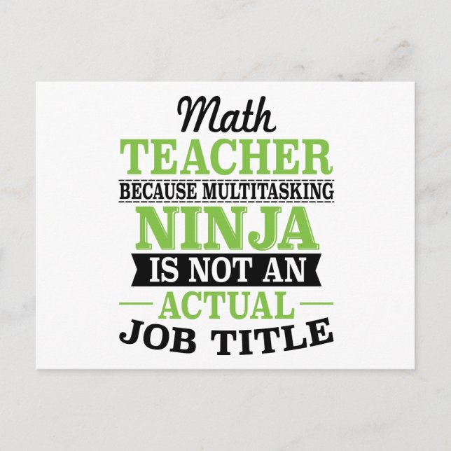 Math Teacher Multitasking Ninja not a job title Postcard (Front)