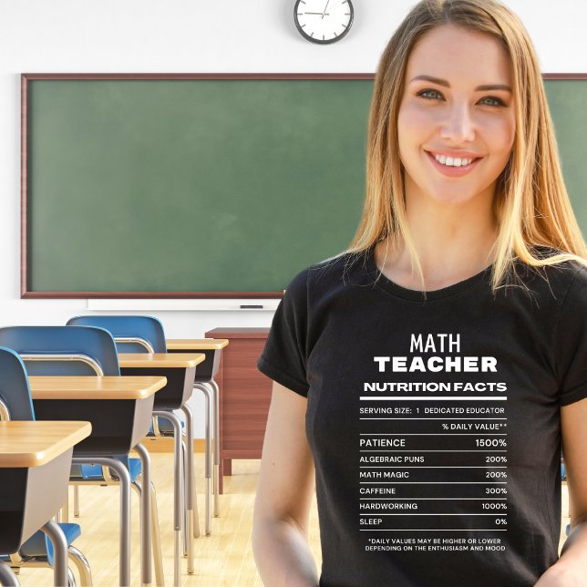 Math Teacher Nutrition Facts Funny T-Shirt (Creator Uploaded)