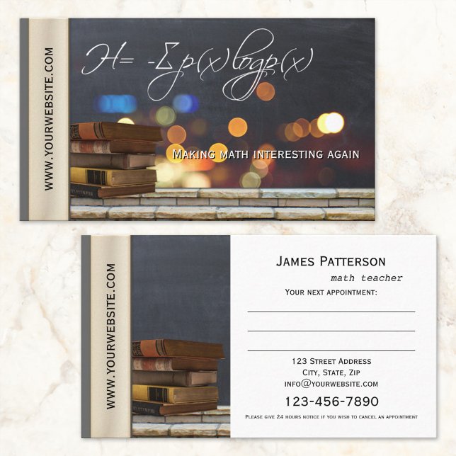 Math Teacher or Tutor Appointment Business Card (Creator Uploaded)