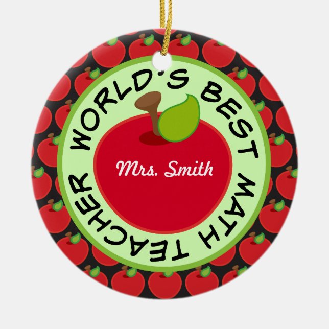 Math Teacher Personalised School Gift Ornament (Front)