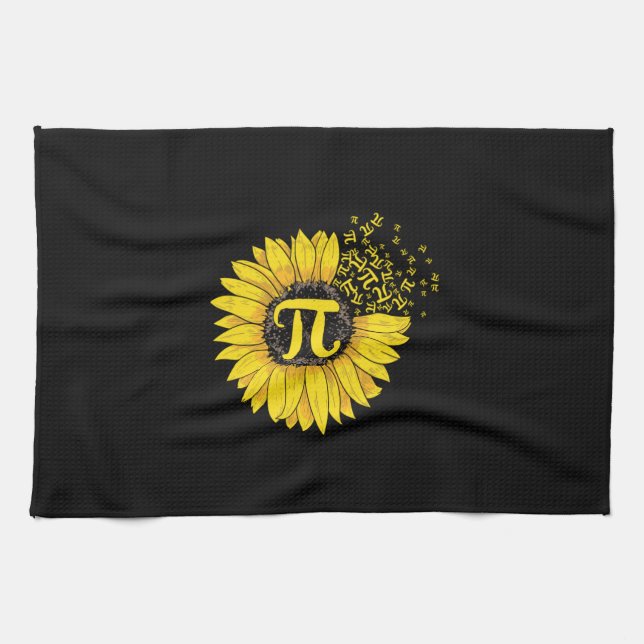 Math Teacher Pi Number Sunflower Tea Towel (Horizontal)