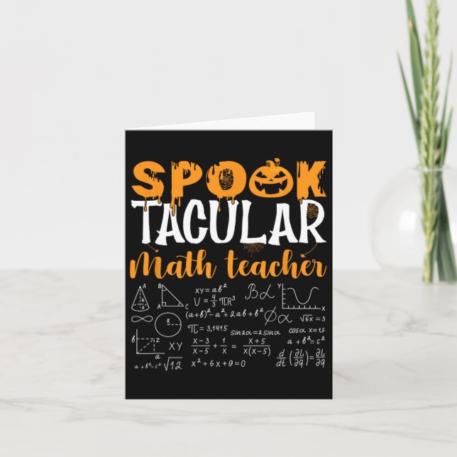 Math Teacher Scary Math Lover Mathematics Hallowee Card (Front)