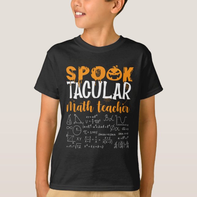 Math Teacher Scary Math Lover Mathematics Hallowee T-Shirt (Front)