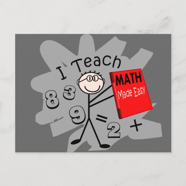 Math Teacher Stick Person Gifts Postcard (Front)