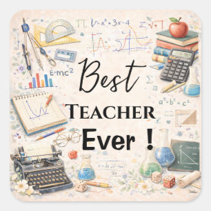 Math Teacher Thank You Gifts   End of School Year Square Sticker