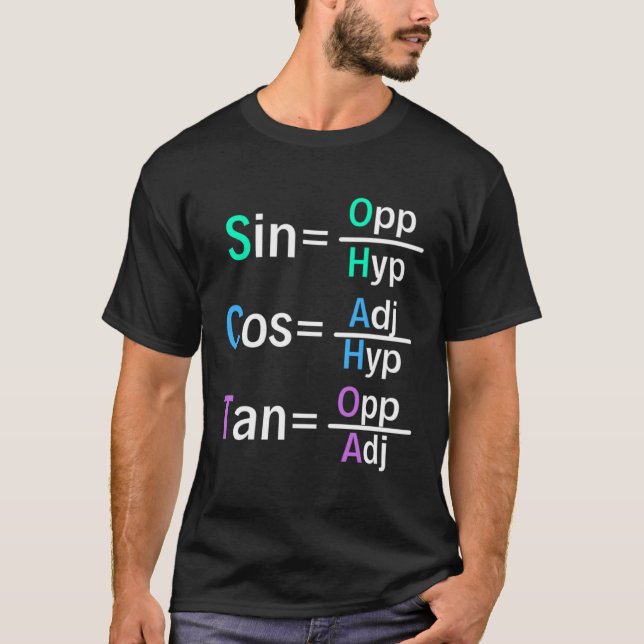 Math Teacher Trigonometry SOH CAH TOA Geometry T-Shirt (Front)
