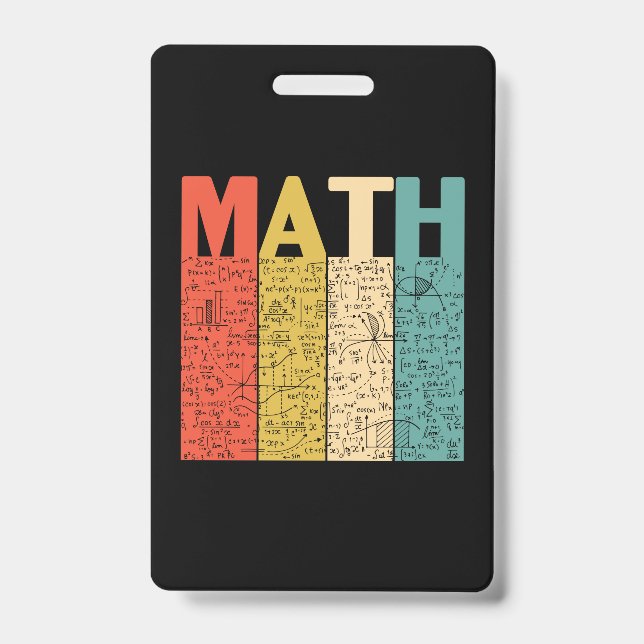 Math Teacher Vintage Math Definition ID Badge (Front)