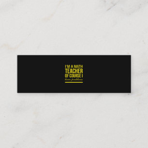 Math teacher with problems yellow mini business card