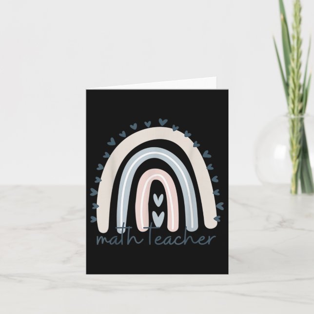 Math Teacher With Rainbow Cute Back To School Supp Card (Front)