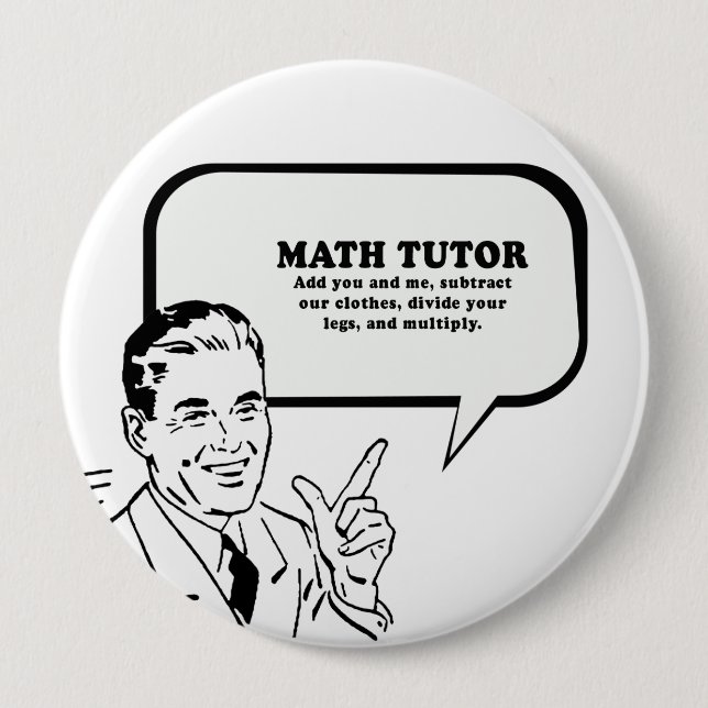 MATH TUTOR 10 CM ROUND BADGE (Front)