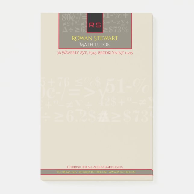 Math Tutor Notes (Front)