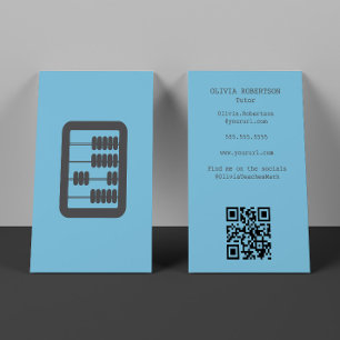 Math Tutor Vintage Abacus Counter Blue and Grey Business Card