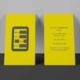 Math Tutor Vintage Abacus Counter Yellow and Grey Business Card