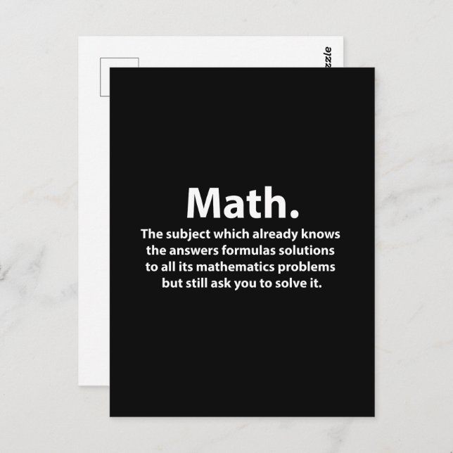 Math Typography Funny Math Postcard (Front/Back)