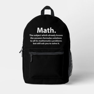 Math Typography Funny Math  Printed Backpack