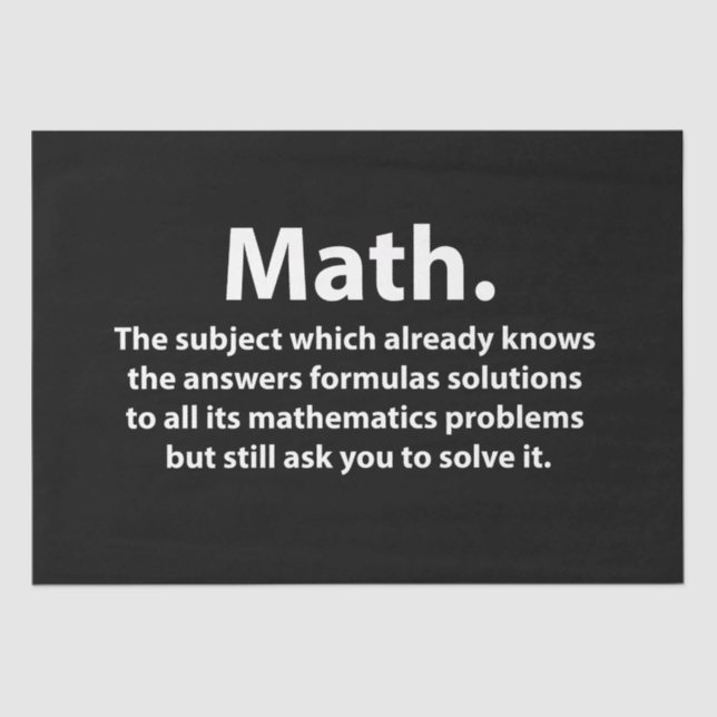 Math Typography Funny Math Tissue Paper (Front)