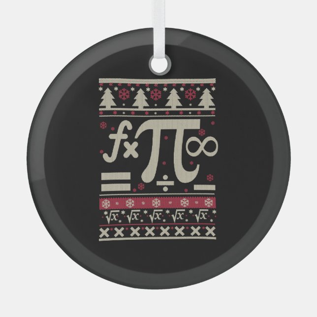 Math Ugly Christmas Glass Tree Decoration (Front)