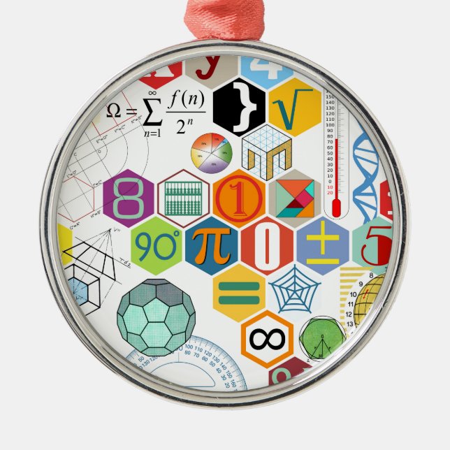 Math (white) metal tree decoration (Front)