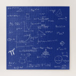 Mathematic Formulas Equations Blue and White Jigsaw Puzzle<br><div class="desc">Great puzzle to keep anyone entertained for quite a long time. This puzzle it's not easy. The mathematic formulas are in white over a blue background. This is a great gift for mathematicians,  math teachers,  just graduated,  etc. Illustrated and designed by Patricia Alvarez.</div>