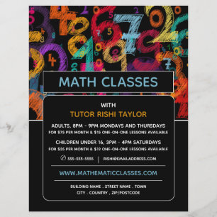 Mathematic Number Design, Math Classes Advertising Flyer