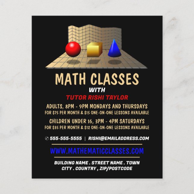 Mathematic Shapes, Math Classes Advertising Flyer (Front)