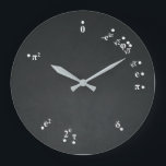 Mathematical Constants Clock (chalkboard black)<br><div class="desc">This unique mathematical constants clock is perfect for math lovers (maths lovers in the UK). Students, teachers, engineers, geeks, and nerds of all sorts will love this clock. Unlike many math clock designs with made-up formulas for the numbers 1-12, this clock features constant expressions positioned where they belong around the...</div>
