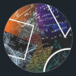Mathematical Equations Geometric Sticker<br><div class="desc">Add a burst of inspiration and intellect to your notebooks, laptops, or accessories with this mathematics-themed round sticker featuring vibrant equations and geometric art. Ideal for students, teachers, math enthusiasts, and STEM professionals, its dynamic design transforms any surface into a stylish celebration of logic, colour, and creativity. Whether for organising,...</div>