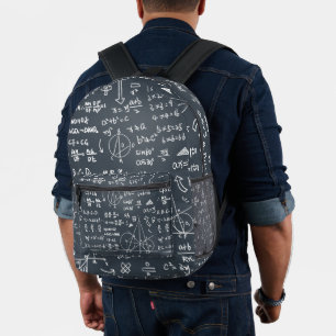 Mathematical Geometric, Formula Pattern, black Printed Backpack